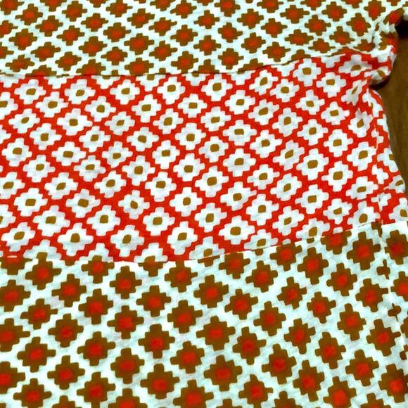 J. Crew Lightweight Orange and Brown Aztec Diamond Patterned Top Size Medium - Picture 4 of 8